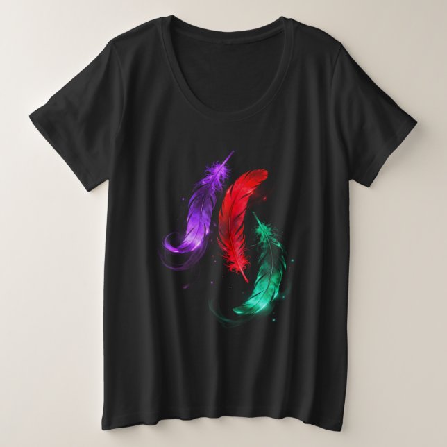 Neon Feather Glow Plus Size Tee (Design Front)