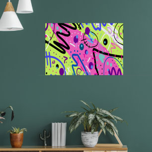 Neon Feelings Abstract Art Poster