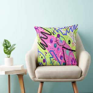 Neon Feelings Abstract Art  Throw Pillow