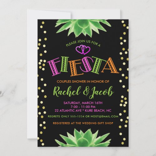 Neon Fiesta Couples Wedding Shower Invitation