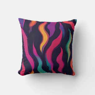 Neon Fire Flame Throw Pillow