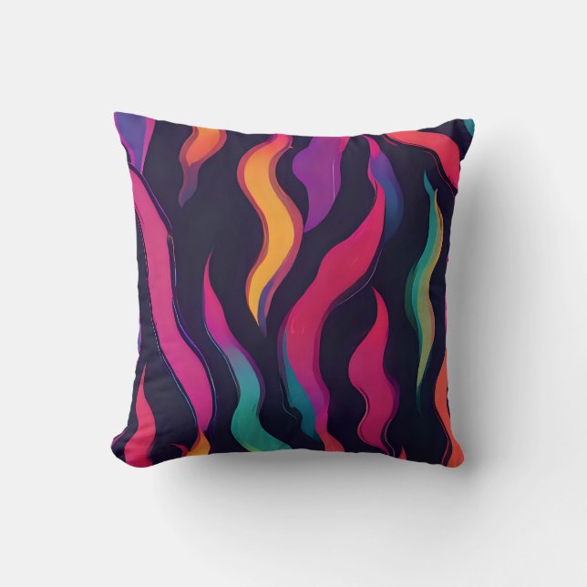 Neon Fire Flame Throw Pillow (Front)
