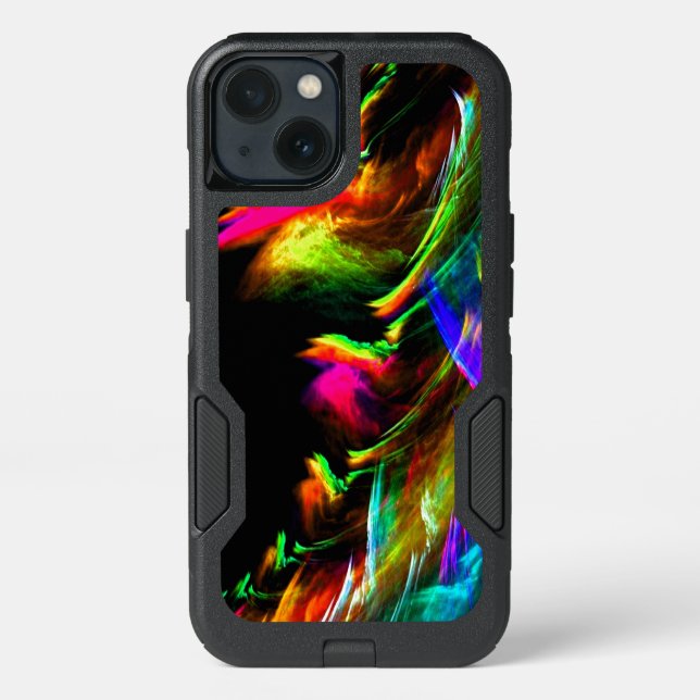NEON Fire Multicolor Unique Abstract Art Otterbox iPhone Case (Back)