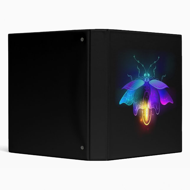 Neon Firefly on black 3 Ring Binder (Background)
