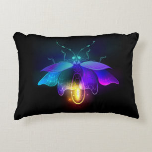 Neon Firefly on black Accent Pillow