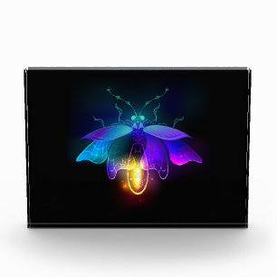 Neon Firefly on black Acrylic Award