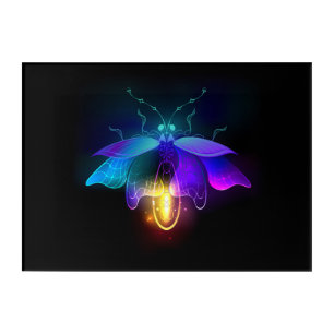Neon Firefly on black Acrylic Print
