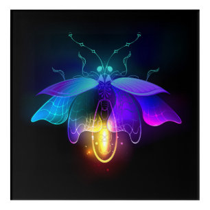 Neon Firefly on black Acrylic Print