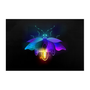Neon Firefly on black Acrylic Print