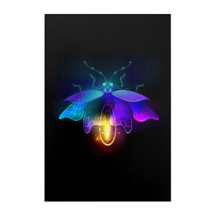 Neon Firefly on black Acrylic Print