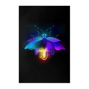 Neon Firefly on black Acrylic Print