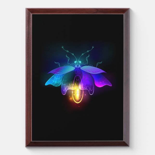 Neon Firefly on black Award Plaque (Vertical)