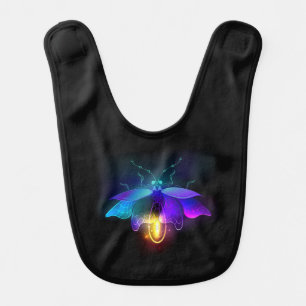 Neon Firefly on black Baby Bib