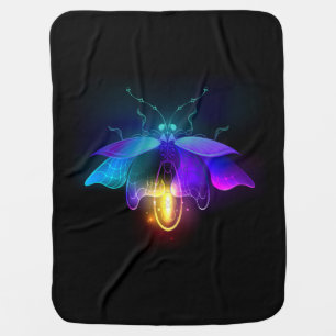 Neon Firefly on black Baby Blanket
