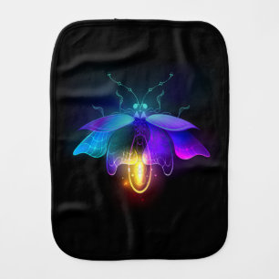 Neon Firefly on black Baby Burp Cloth