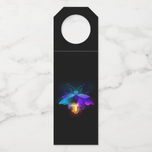 Neon Firefly on black Bottle Hanger Tag