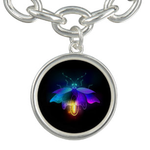 Neon Firefly on black Bracelet
