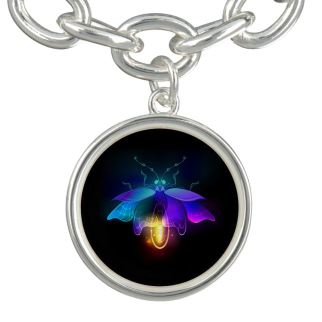 Neon Firefly on black Bracelet (Design)