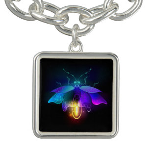 Neon Firefly on black Bracelet