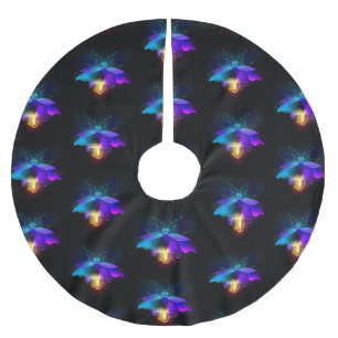 Neon Firefly on black Brushed Polyester Tree Skirt