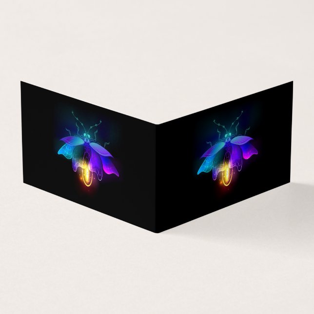 Neon Firefly on black Business Card (Outside)