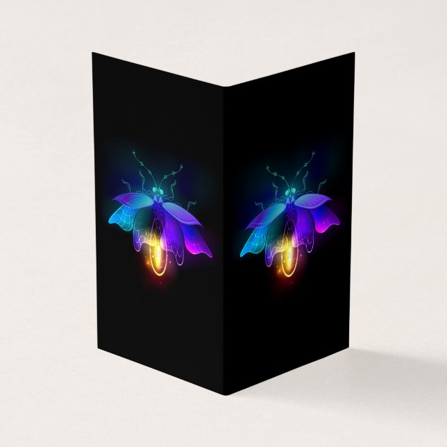Neon Firefly on black Business Card (Outside)