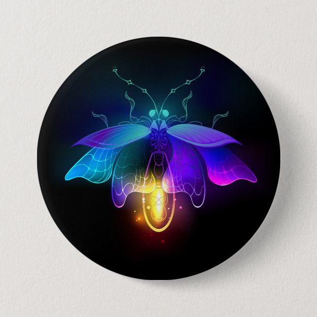 Neon Firefly on black Button (Front)