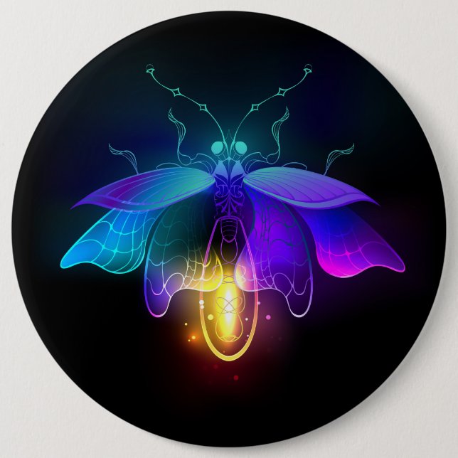 Neon Firefly on black Button (Front)