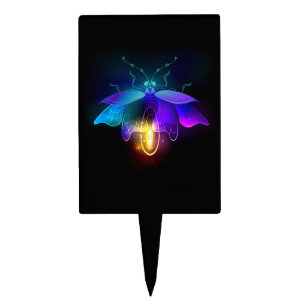 Neon Firefly on black Cake Topper