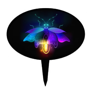 Neon Firefly on black Cake Topper