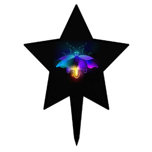 Neon Firefly on black Cake Topper