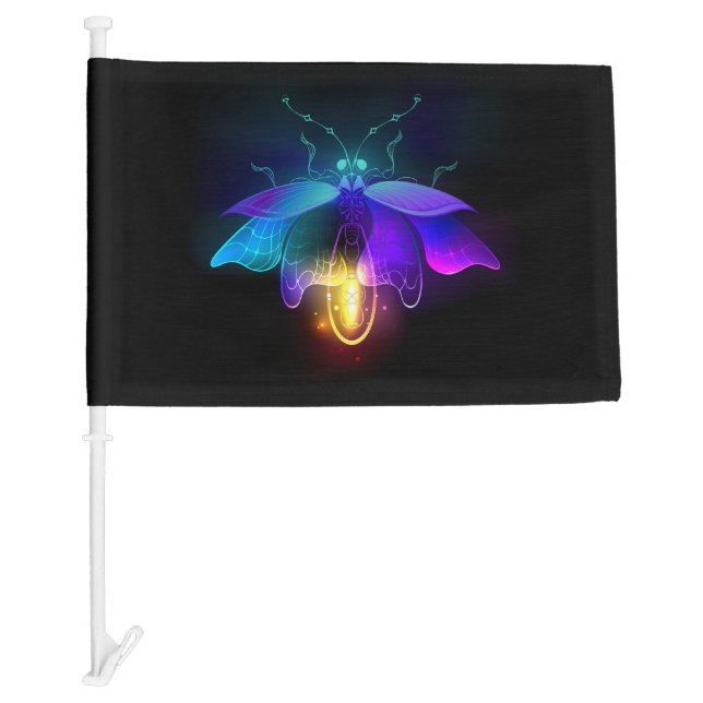 Neon Firefly on black Car Flag (Front)