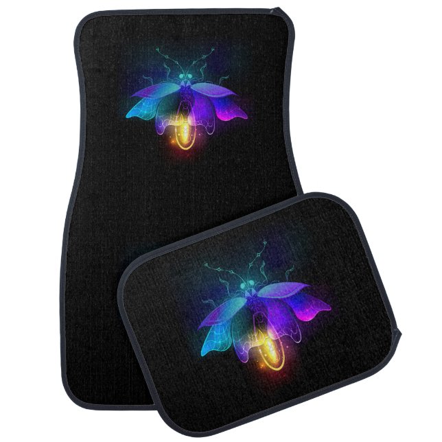 Neon Firefly on black Car Floor Mat (Set)