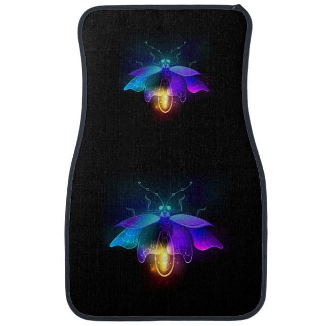 Neon Firefly on black Car Floor Mat (Front)