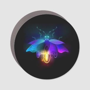 Neon Firefly on black Car Magnet