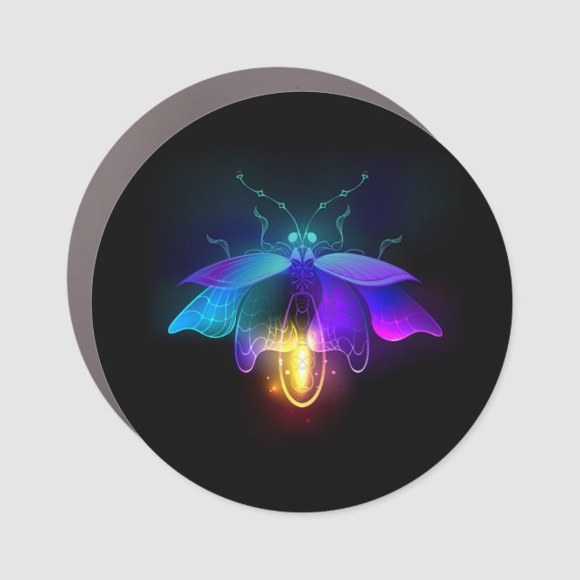 Neon Firefly on black Car Magnet (Front)