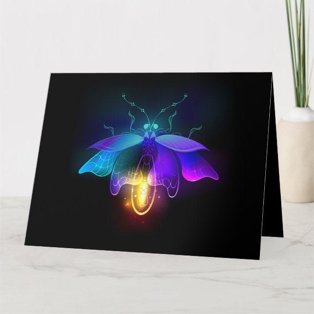 Neon Firefly on black Card (Front)