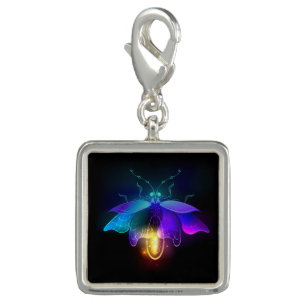 Neon Firefly on black Charm