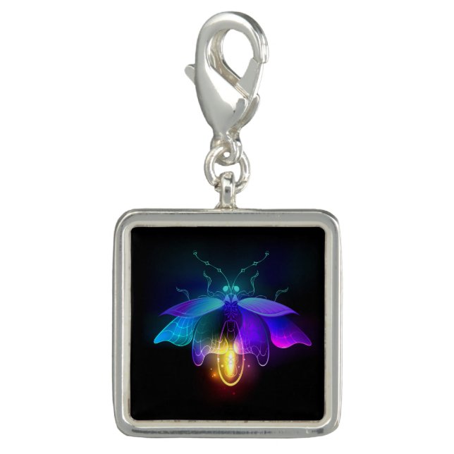 Neon Firefly on black Charm (Front)