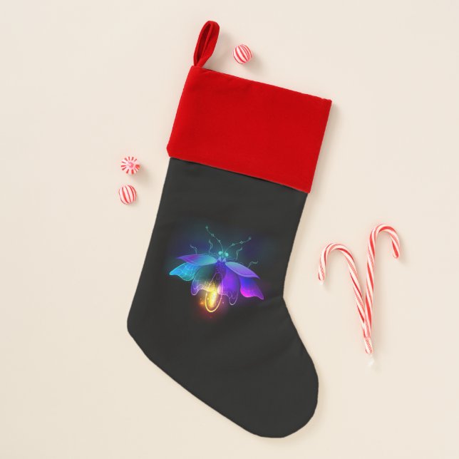Neon Firefly on black Christmas Stocking (Front)