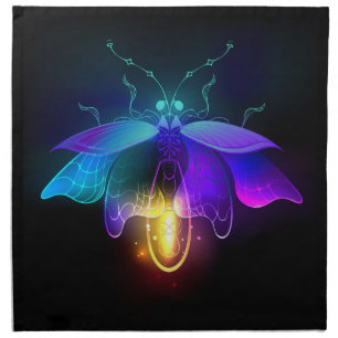 Neon Firefly on black Cloth Napkin