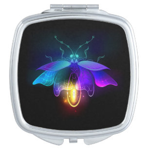 Neon Firefly on black Compact Mirror
