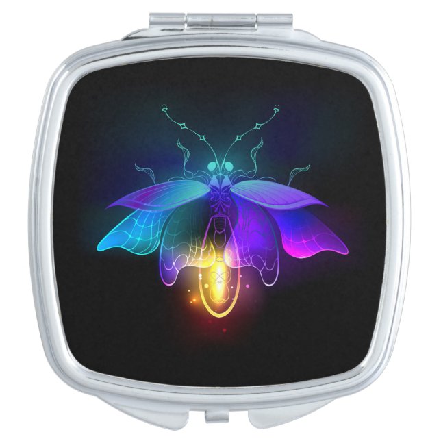 Neon Firefly on black Compact Mirror (Front)