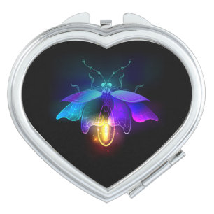 Neon Firefly on black Compact Mirror