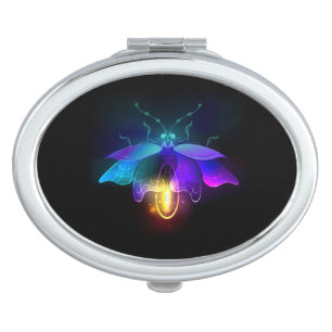 Neon Firefly on black Compact Mirror