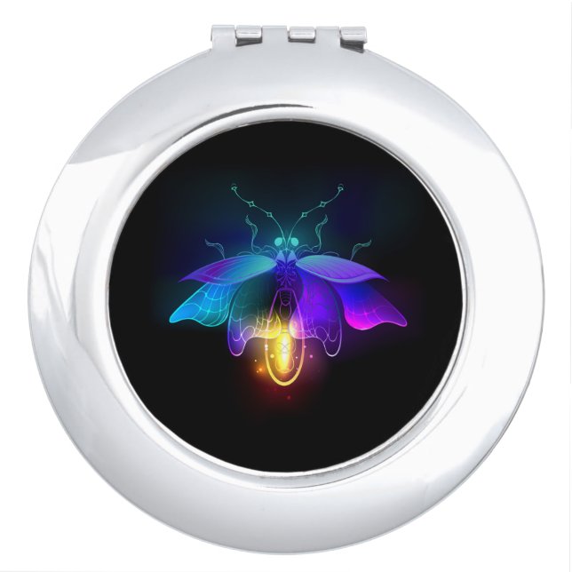 Neon Firefly on black Compact Mirror (Front)