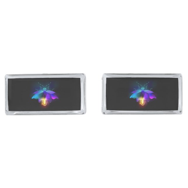 Neon Firefly on black Cufflinks (Front)