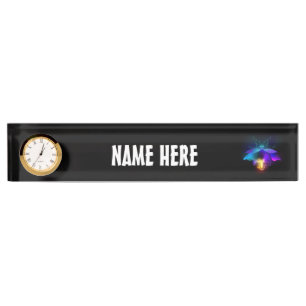 Neon Firefly on black Desk Name Plate