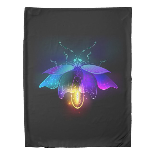Neon Firefly on black Duvet Cover (Front)