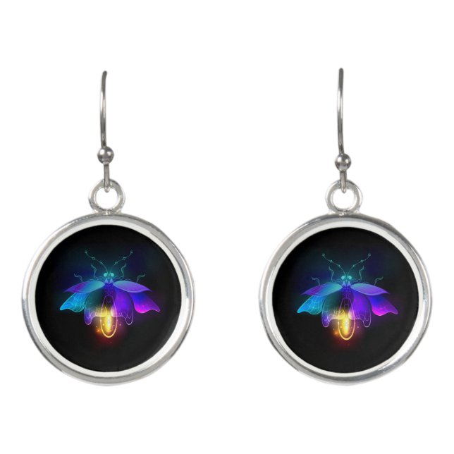Neon Firefly on black Earrings (Front)